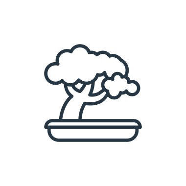 Bitki konseptinden bonsai ikon vektörü. Düzenlenebilir bonsai felcinin ince bir çizgisi. Web ve mobil uygulamalarda kullanmak için bonsai doğrusal işareti, logo, yazdırma ortamı.