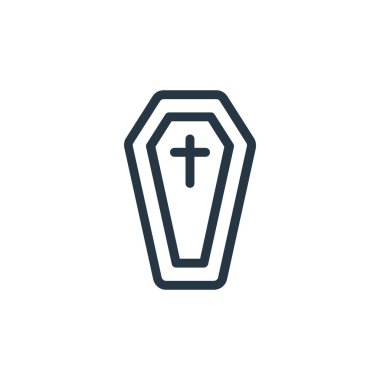 Tıbbi öğeler kavramından bir cenaze ikonu vektörü. Cenaze düzenlenebilir felcin ince bir çizgisi. Web ve mobil uygulamalar, logo ve yazdırma ortamlarında kullanım için cenaze doğrusal işareti.