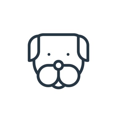 Veterinerlik konseptinden köpek ikonu vektörü. Köpek felcinin ince bir çizgisi. Web ve mobil uygulamalarda kullanmak için köpek doğrusal işareti, logo, yazdırma ortamı.