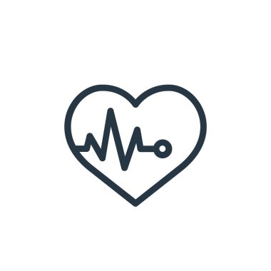 Tıbbi öğeler konseptinden nabız ikonu vektörü. Nabız düzenlenebilir vuruşun ince çizgisi. Web ve mobil uygulamalarda kullanım için sinyal doğrusal işareti, logo, yazdırma ortamı.