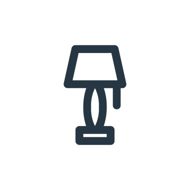 Mobilya konseptinden bir ışık ikonu vektörü. Hafif düzenlenebilir felcin ince bir çizgisi. Web ve mobil uygulamalarda kullanmak için ışık doğrusal işareti, logo, yazdırma ortamı.