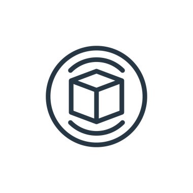 Tasarım konseptinden kutu simgesi vektörü. İnce çizgili düzenlenebilir felç çizgisi. Web ve mobil uygulamalarda kullanmak için kutucuk doğrusal işareti, logo, yazdırma ortamı.