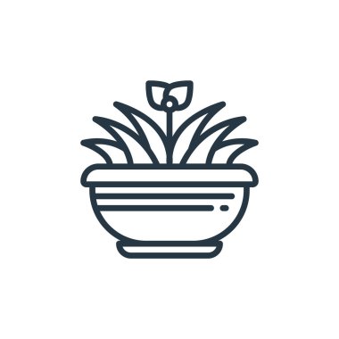 Bitki konseptinden çiçek ikonu vektörü. Çiçek düzenlenebilir felcin ince bir çizgisi. Web ve mobil uygulamalarda kullanım için çiçek doğrusal işareti, logo, yazdırma ortamı.