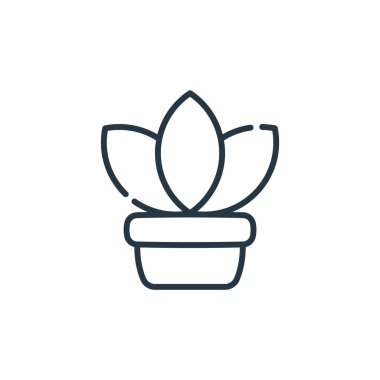 Ev bitkisi konseptinden ot ikonu vektörü. Düzenlenebilir bitki kabı felcinin ince bir çizgisi. Web ve mobil uygulamalar, logo ve yazdırma ortamlarında kullanmak için ot doğrusal işareti yerleştir.