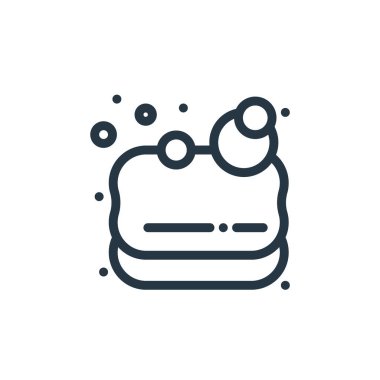 sauna konseptinden sabun ikonu vektörü. Düzenlenebilir sabun felcinin ince bir çizgisi. Web ve mobil uygulamalarda kullanmak için sabun doğrusal işareti, logo, yazdırma ortamı.