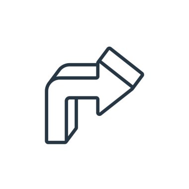 d okları kavramının eğri ok ikonu vektörü. Düzenlenebilir okun ince çizgili çizgisi. Web ve mobil uygulamalarda kullanmak için eğri ok doğrusal işareti, logo, yazdırma ortamı.