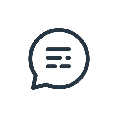 Arayüz kavramından kabarcık sohbet simgesi vektörü. Baloncuklu sohbetin düzenlenebilir vuruşunun ince çizgisi. Web ve mobil uygulamalarda kullanmak için baloncuk sohbet doğrusal işareti, logo, yazdırma ortamı.