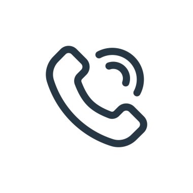 Arayüz kavramından ikon vektörünü çalan telefon. Düzenlenebilir telefon çalma vuruşunun ince bir çizgisi. Web ve mobil uygulamalar, logo ve yazdırma ortamlarında kullanım için doğrusal telefon çalma işareti.