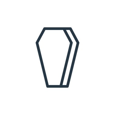 Cadılar Bayramı konseptinden tabut ikonu vektörü. Tabut düzenlenebilir darbenin ince bir çizgisi. tabut doğrusal işareti web ve mobil uygulamalarda kullanım için, logo, yazdırma ortamı.