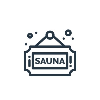 Sauna konseptinden sauna ikonu vektörü. Düzenlenebilir sauna felcinin ince bir çizgisi. Web ve mobil uygulamalarda kullanmak için sauna doğrusal işareti, logo, yazdırma ortamı.