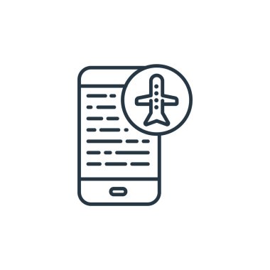 Seyahat konseptinden uçuş ikonu vektörü. İnce çizgili uçuş düzenlenebilir felç çizgisi. Web ve mobil uygulamalarda kullanım için uçuş doğrusal işareti, logo, yazdırma ortamı.