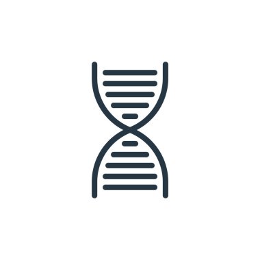 Eğitim konseptinden DNA ikonu vektörü. DNA düzenlenebilir felcin ince bir çizgisi. Web ve mobil uygulamalarda kullanmak için DNA doğrusal işareti, logo, yazdırma ortamı.