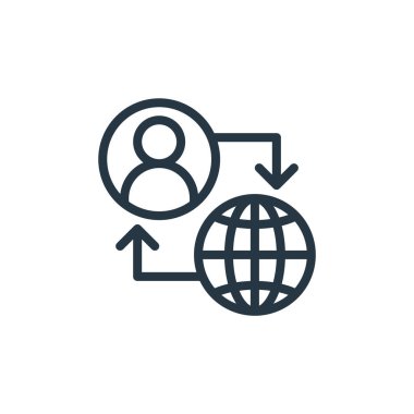 İnternet ve seo konseptinden internet ikonu vektörü. İnternette düzenlenebilir vuruşların ince bir çizgisi. İnternet ve mobil uygulamalarda kullanmak için internet doğrusal işareti, logo, yazdırma ortamı.