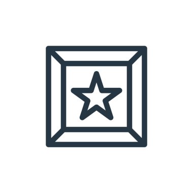 Tasarım konseptinden yıldız ikonu vektörü. Yıldız düzenlenebilir vuruşunun ince çizgisi. Web ve mobil uygulamalarda kullanmak için yıldız doğrusal işareti, logo, yazdırma ortamı.