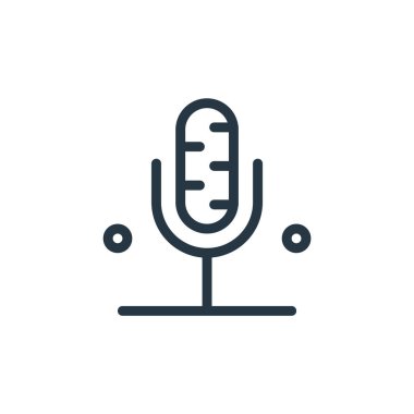 Eğitim konseptinden mikrofon ikonu vektörü. Düzenlenebilir mikrofon felcinin ince bir çizgisi. Web ve mobil uygulamalarda kullanmak için mikrofon doğrusal işareti, logo, yazdırma ortamı.