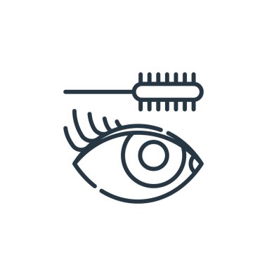 Instagram 'dan rimel ikonu vektörü güzellik konseptini vurgular. Düzenlenebilir rimel felcinin ince bir çizgisi. Web ve mobil uygulamalarda kullanmak için rimel doğrusal işareti, logo, yazdırma ortamı.