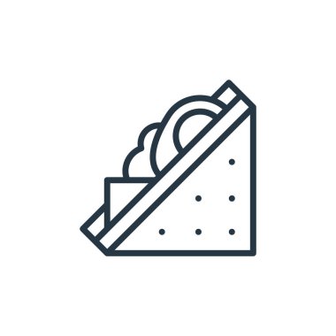 Sandviç konseptinden sandviç ikonu vektörü. İnce çizgili, düzenlenebilir sandiviç vuruşu. Web ve mobil uygulamalarda kullanmak için sandviç doğrusal işareti, logo, yazdırma ortamı.