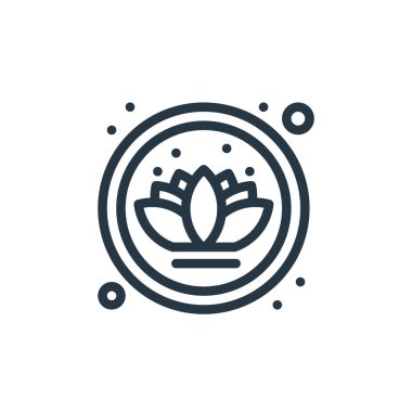 Sauna kavramından lotus ikon vektörü. İnce çizgili nilüfer çiçeği çizimi. İnternet ve mobil uygulamalarda kullanmak için lotus doğrusal işareti, logo, yazdırma ortamı.