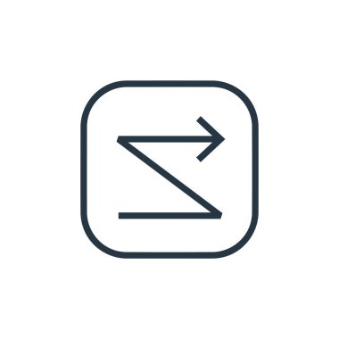 Ok konseptinden zigzag ok ikonu vektörü. Düzenlenebilir okun ince çizgisi çizimi. zigzag ok işareti web ve mobil uygulamalar, logo, yazdırma ortamı için.