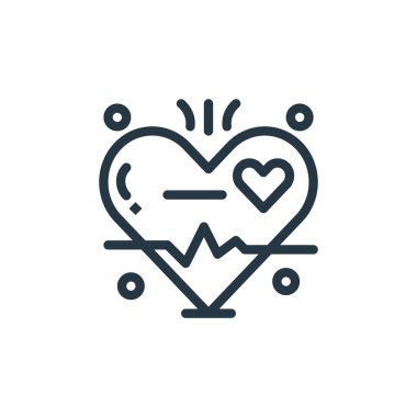 Sağlık konseptinden kalp atışı ikon vektörü. Kalp atışlarının düzenlenebilir vuruşlarının ince çizgisi. Web ve mobil uygulamalarda kullanım için kalp atışı doğrusal işareti, logo, yazdırma ortamı.