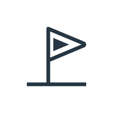 Seyahat konseptinden bayrak ikonu vektörü. Düzenlenebilir bayrak vuruşunun ince çizgisi. Web ve mobil uygulamalarda kullanım için bayrak doğrusal işareti, logo, yazdırma ortamı.