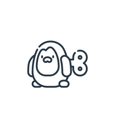 Bebek ve oyuncak konseptinden penguen ikonu vektörü. Düzenlenebilir penguen felcinin ince bir çizgisi. Web ve mobil uygulamalarda kullanmak için penguen doğrusal işareti, logo, yazdırma ortamı.