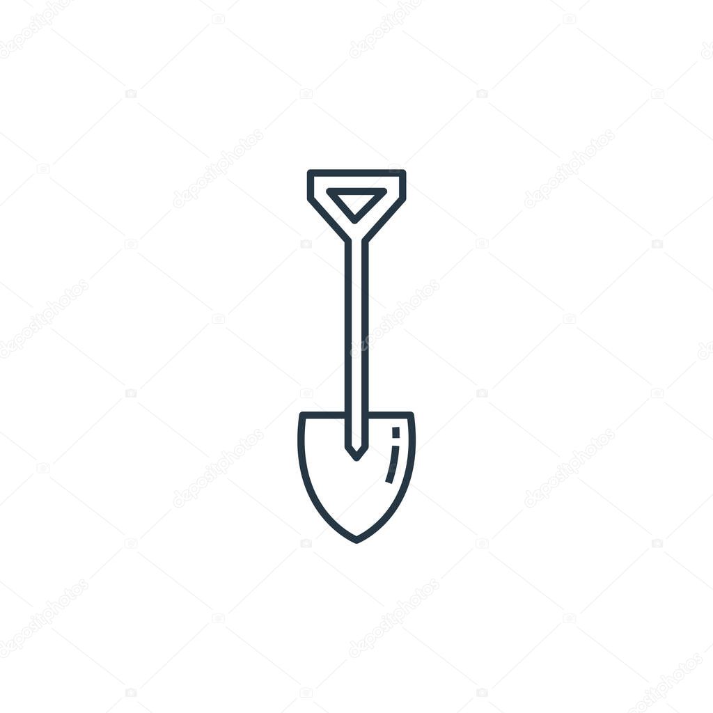 shovel icon vector from construction concept. Thin line illustration of shovel editable stroke. shovel linear sign for use on web and mobile apps, logo, print media.