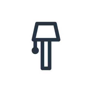 Mobilya konseptinden ayarlanabilir lamba ikonu vektörü. Düzeltilebilir lamba vuruşunun ince çizgisi. Web ve mobil uygulamalarda kullanmak için ayarlanabilir lamba doğrusal işareti, logo, yazdırma ortamı.