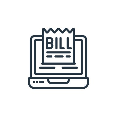 Bill Icon satış konseptinden vektör. Yasa tasarısının ince bir çizgisi. Web ve mobil uygulamalarda kullanım için fatura doğrusal işareti, logo, yazdırma ortamı.