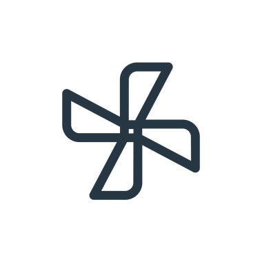 Yel değirmeni ikonu vektörü şükran günü konseptinden. Yel değirmeninin düzenlenebilir vuruşunun ince çizgisi. Web ve mobil uygulamalarda kullanmak için yel değirmeni doğrusal işareti, logo, yazdırma ortamı.