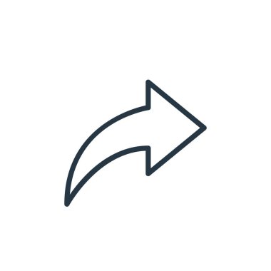 Kullanıcı arayüzü kavramından ok simgesi vektörünü paylaş. Okun düzenlenebilir darbesinin ince çizgisi. Web ve mobil uygulamalarda kullanmak için ok doğrusal işaretini paylaş, logo, yazdırma ortamı.