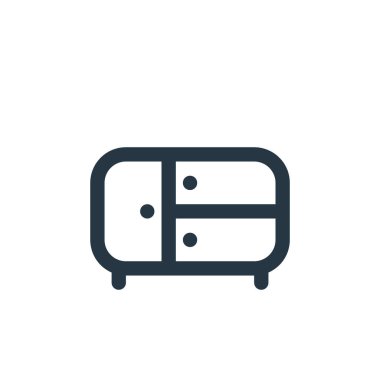 Mobilya konseptinden bir ikon vektörü. Düzenleyici darbenin ince bir çizgisi. Web ve mobil uygulamalarda, logoda ve yazdırma ortamında kullanmak için doğrusal şifreleme işareti.