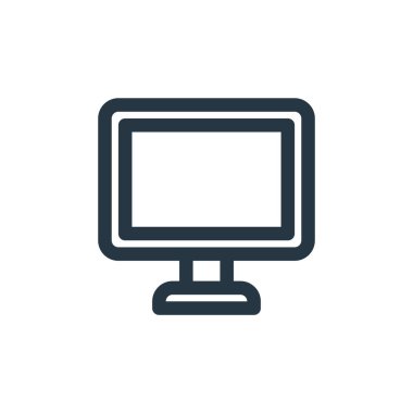 Simge vektörünü temel ui kavramından izleyin. Monitörde düzenlenebilir felcin ince bir çizgisi. Web ve mobil uygulamalar, logo ve yazdırma ortamlarında kullanım için doğrusal işareti izle.