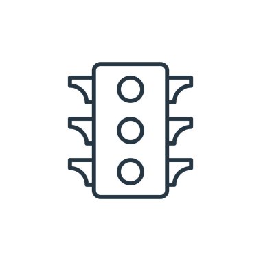 Trafik ışıkları seyahat konseptinden ikon vektörü. Trafik ışıklarının düzenlenebilir darbelerinin ince çizgisi. Web ve mobil uygulamalarda kullanmak için trafik ışıkları doğrusal işareti, logo, yazdırma ortamı.