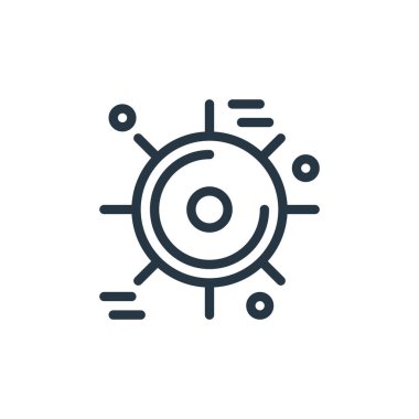 Evrenden gelen güneş ikonu vektörü. Düzenlenebilir güneş çarpmasının ince çizgisi. Web ve mobil uygulamalarda kullanmak için güneş doğrusal işareti, logo, yazdırma ortamı.