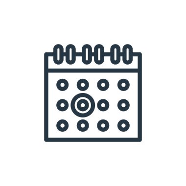 Sağlık konseptinden takvim ikonu vektörü. Takvim düzenlenebilir vuruşunun ince çizgisi. Web ve mobil uygulamalarda kullanmak için takvim doğrusal işareti, logo, yazdırma ortamı.