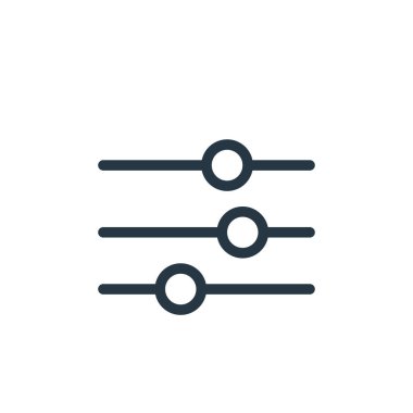 Pazarlama iş konseptinden ikon vektörünü dengelemek. Dengeleyici düzenleyici vuruşun ince çizgisi. Web ve mobil uygulamalar, logo ve yazdırma ortamlarında kullanım için doğrusal eşitleyici işareti.