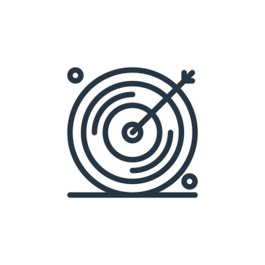 Banka ve finans konseptinden hedef ikon vektörü. Düzenlenebilir vuruşun ince çizgisi. Web ve mobil uygulamalarda kullanmak için hedef doğrusal işareti, logo, yazdırma ortamı.