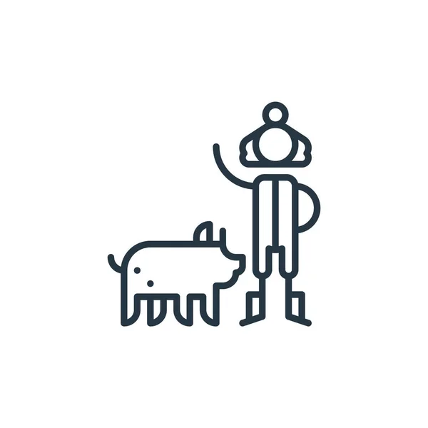 Icône Porc Vecteur Concept Agriculture Illustration Ligne Mince Course Modifiable — Image vectorielle