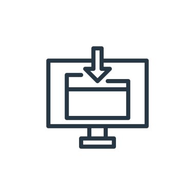 Seo Web Geliştirme konseptinden ikon vektörünü izle. Monitörde düzenlenebilir felcin ince bir çizgisi. Web ve mobil uygulamalar, logo ve yazdırma ortamlarında kullanım için doğrusal işareti izle.