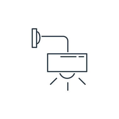 Mobilya konseptinden lamba ikonu vektörü. İnce çizgili lamba dekoltesi. Web ve mobil uygulamalarda kullanmak için lamba doğrusal işareti, logo, yazdırma ortamı.