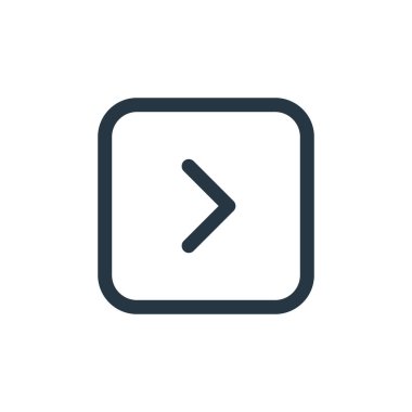 Arayüz kavramından sağ simge vektörü. Düzenlenebilir sağ vuruşun ince çizgisi. Web ve mobil uygulamalarda kullanmak için sağ doğrusal işaret, logo, yazdırma ortamı.