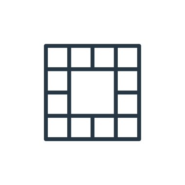 Hesap tablosu kavramından sütun simgesi vektörü. Sütun düzenlenebilir vuruşunun ince çizgisi. Web ve mobil uygulamalarda kullanmak için sütun doğrusal işareti, logo, yazdırma ortamı.