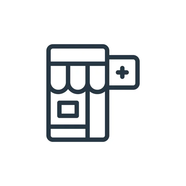 Vector Icono Farmacia Del Concepto Artículos Médicos Ilustración Línea Delgada — Vector de stock
