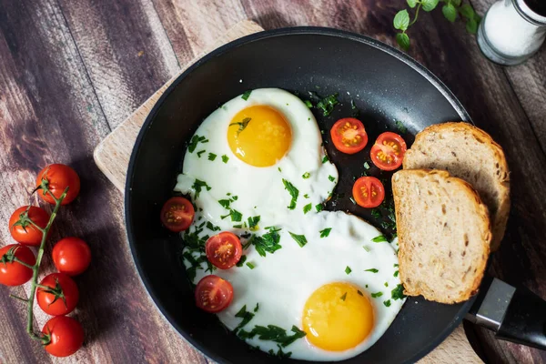 Oeufs Frits Dans Une Poêle — Photo