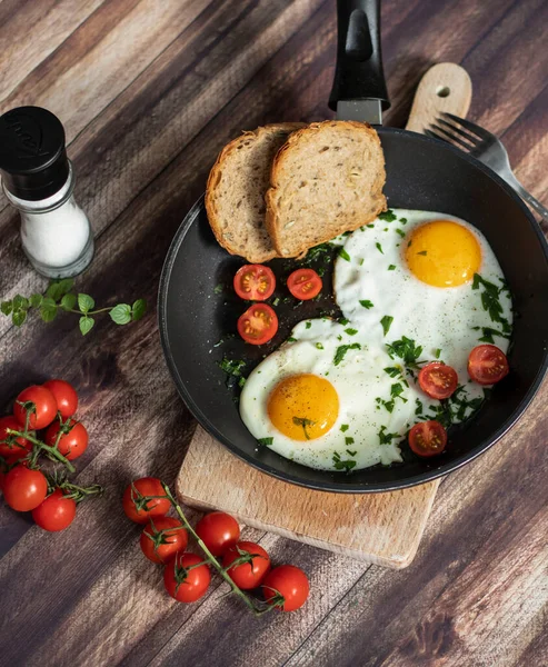 Oeufs Frits Dans Une Poêle — Photo