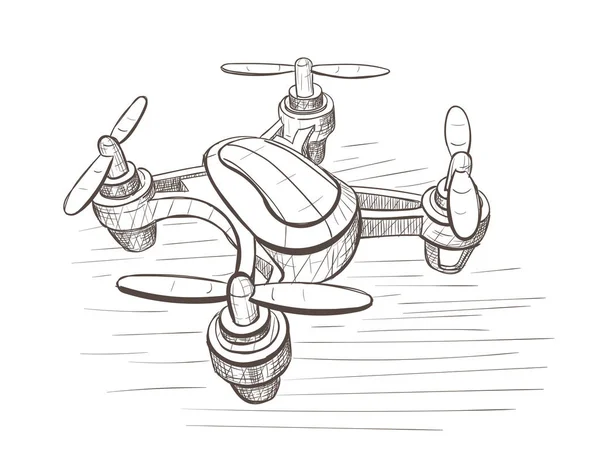 Vector sketch illustration with Unmanned aerial vehicle. — Stock Vector