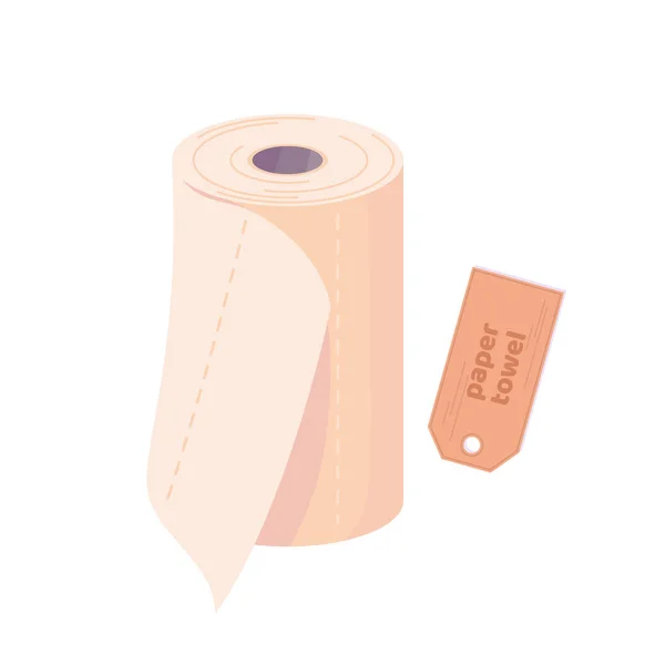 Papel de tecido para vaso sanitário ou cozinha. Desenhos animados símbolo de ilustração vetorial isolado no branco. Caixa de rolo, toalha de papel . — Vetor de Stock