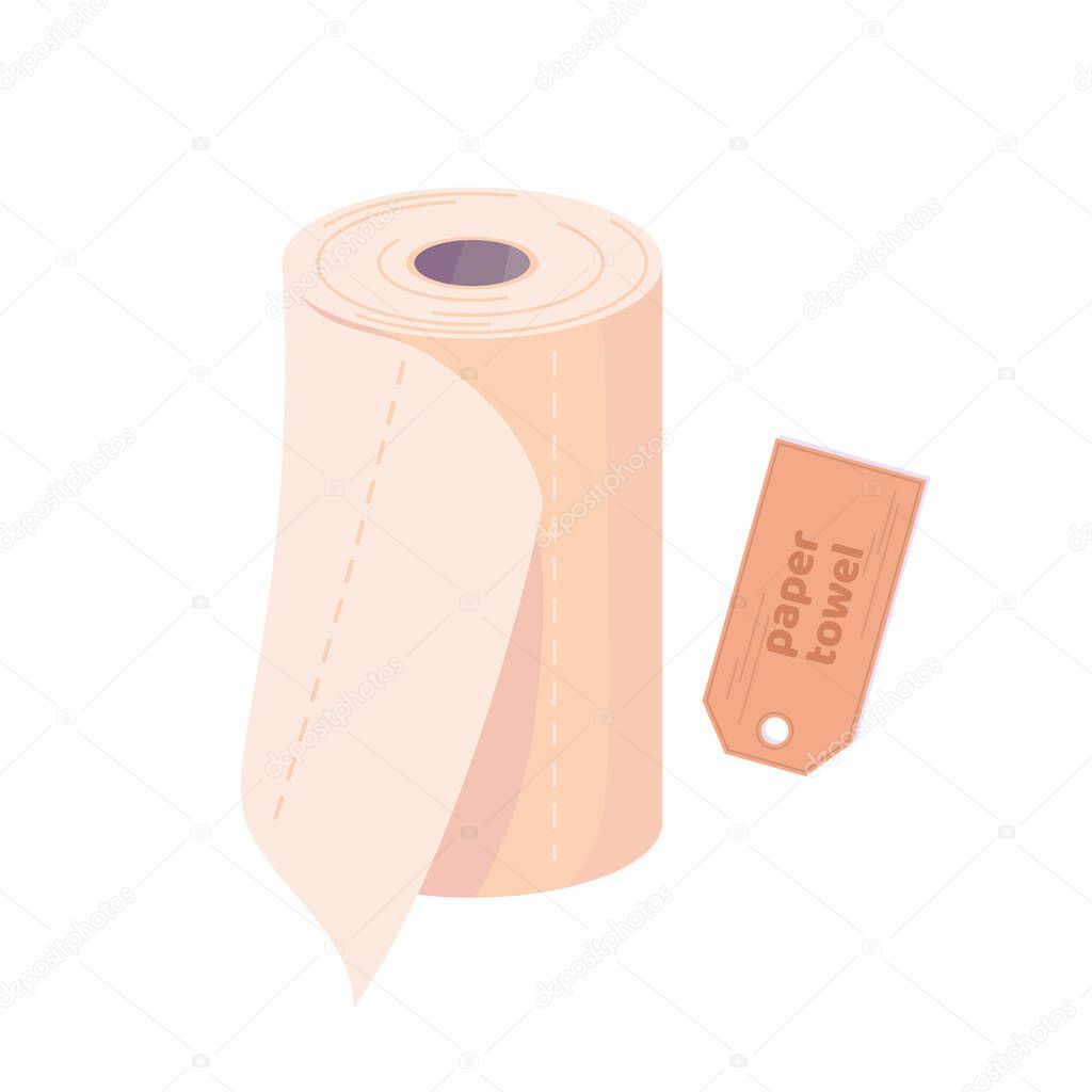 Tissue paper for toilet or kitchen. Cartoon vector illustration symbol isolated on white. Roll box, paper towel.