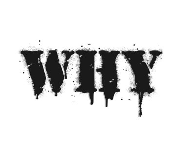 Neden yazıyorsun? Beyaz üzerine vektör graffiti harfleri. Beyazın üstüne siyah damlalar sıkarak. Sokak sanatı tasarımı.